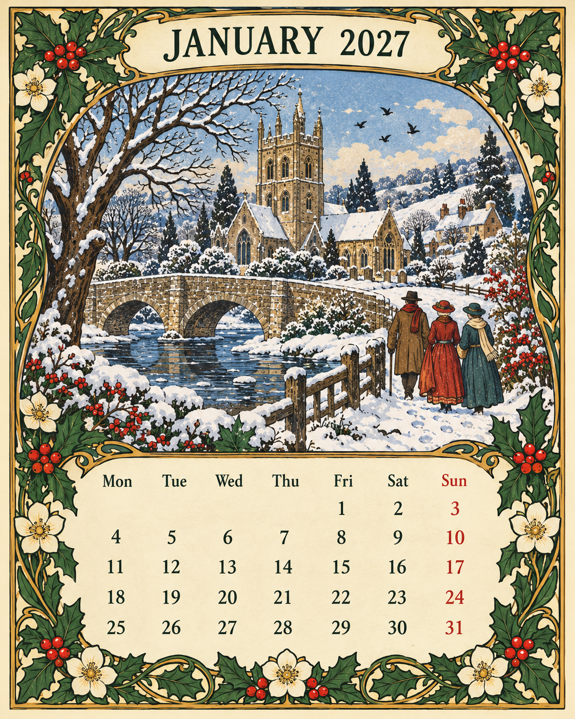 🌿 A Year of Timeless Days 2027 Wall Calendar – Storybook Gardens & Country Charm ：Afternoon tea, changing seasons and the beauty of unhurried days.
