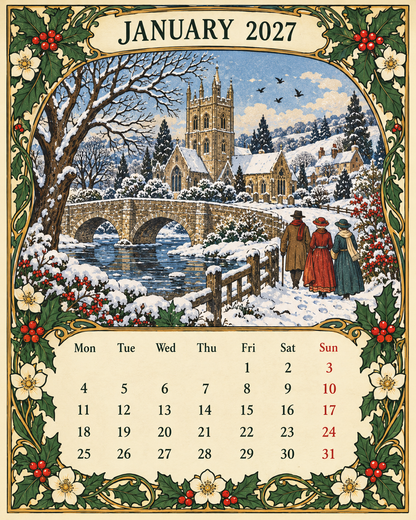 🌿 A Year of Timeless Days 2027 Wall Calendar – Storybook Gardens & Country Charm ：Afternoon tea, changing seasons and the beauty of unhurried days.