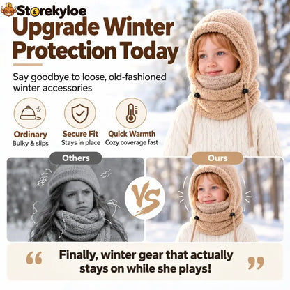 🔥 49% OFF – 3-in-1 Kids’ Winter Hood – Soft Fleece Hat Face Cover & Neck Warmer❄️🧣
