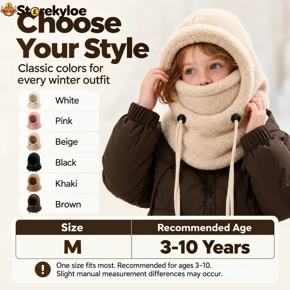 🔥 49% OFF – 3-in-1 Kids’ Winter Hood – Soft Fleece Hat Face Cover & Neck Warmer❄️🧣