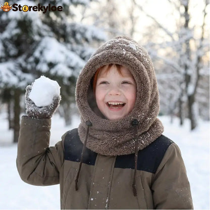 🔥 49% OFF – 3-in-1 Kids’ Winter Hood – Soft Fleece Hat Face Cover & Neck Warmer❄️🧣