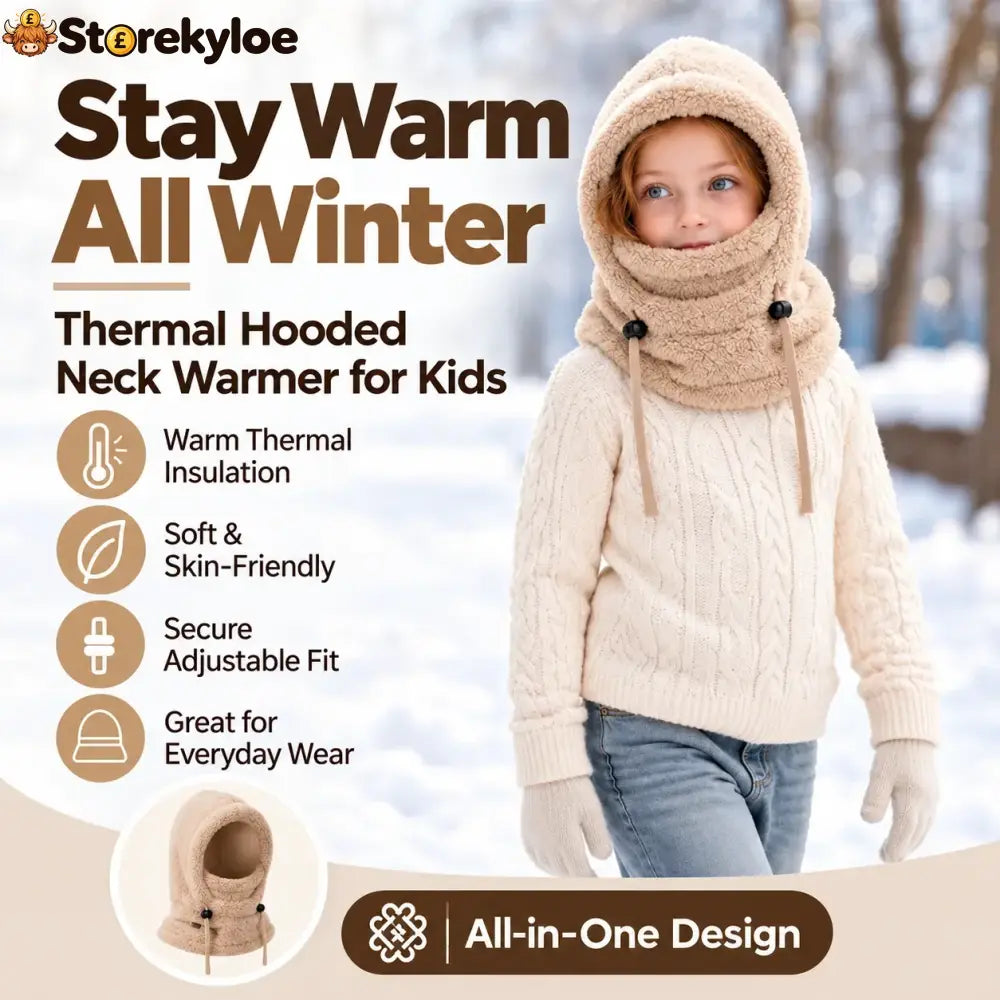 🔥 49% OFF – 3-in-1 Kids’ Winter Hood – Soft Fleece Hat Face Cover & Neck Warmer❄️🧣