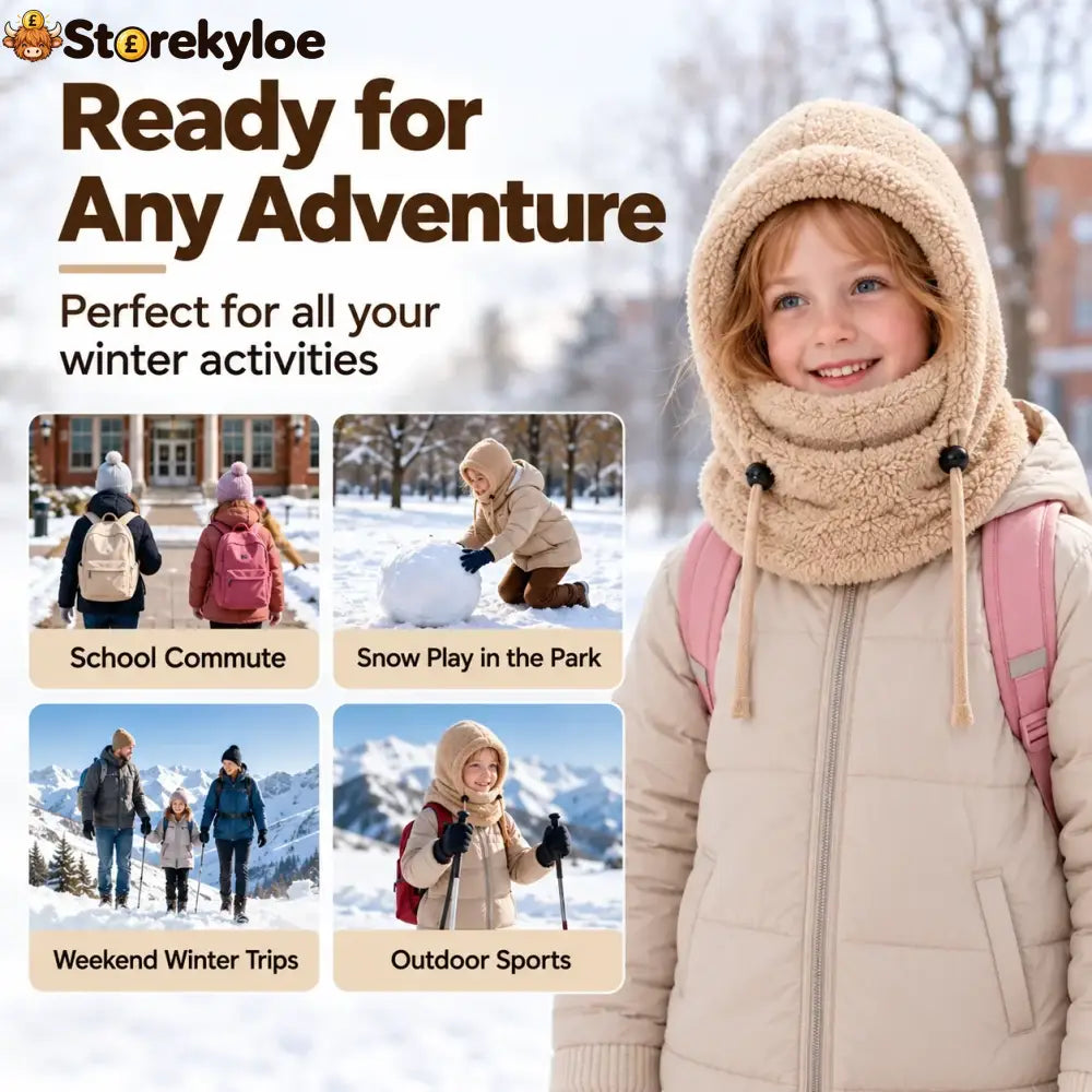 🔥 49% OFF – 3-in-1 Kids’ Winter Hood – Soft Fleece Hat Face Cover & Neck Warmer❄️🧣
