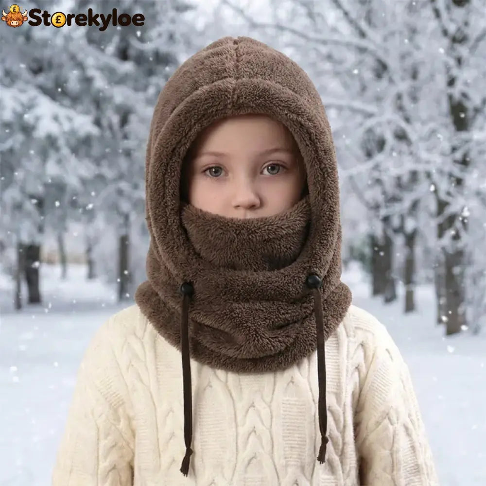 🔥 49% OFF – 3-in-1 Kids’ Winter Hood – Soft Fleece Hat Face Cover & Neck Warmer❄️🧣 - Beige / S