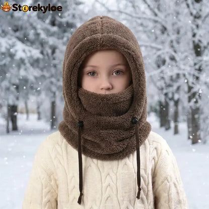 🔥 49% OFF – 3-in-1 Kids’ Winter Hood – Soft Fleece Hat Face Cover & Neck Warmer❄️🧣 - Beige / S