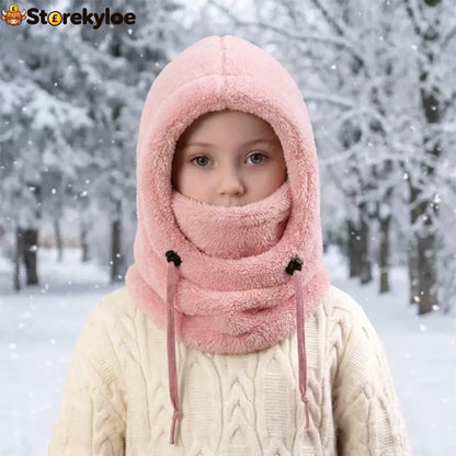 🔥 49% OFF – 3-in-1 Kids’ Winter Hood – Soft Fleece Hat Face Cover & Neck Warmer❄️🧣 - Pink / S