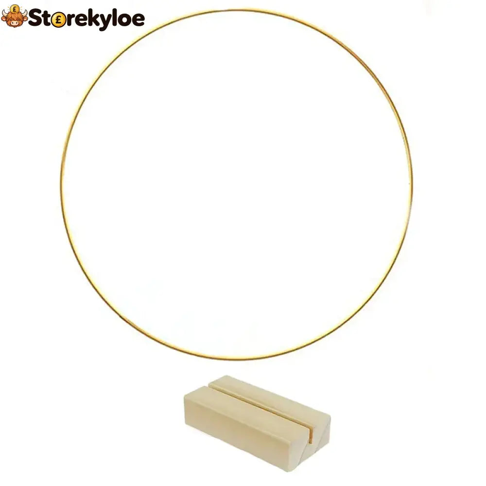 🌸 50% OFF! ✨ Gold-Tone Decorative Hoop with Wooden Stand – Customizable Table Centerpiece with LED String Reusable
