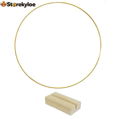 🌸 50% OFF! ✨ Gold-Tone Decorative Hoop with Wooden Stand – Customizable Table Centerpiece with LED String Reusable