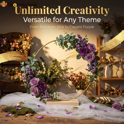 🌸 50% OFF! ✨ Gold-Tone Decorative Hoop with Wooden Stand – Customizable Table Centerpiece with LED String Reusable