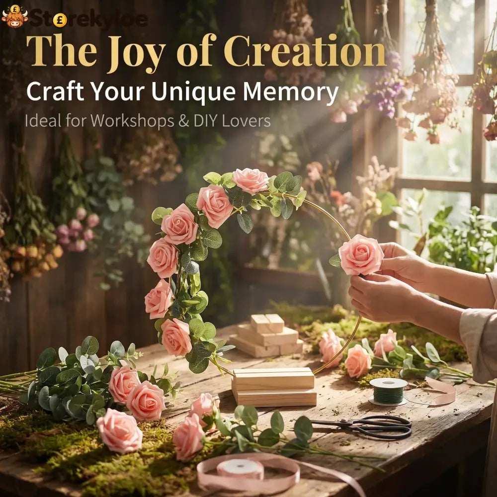 🌸 50% OFF! ✨ Gold-Tone Decorative Hoop with Wooden Stand – Customizable Table Centerpiece with LED String Reusable