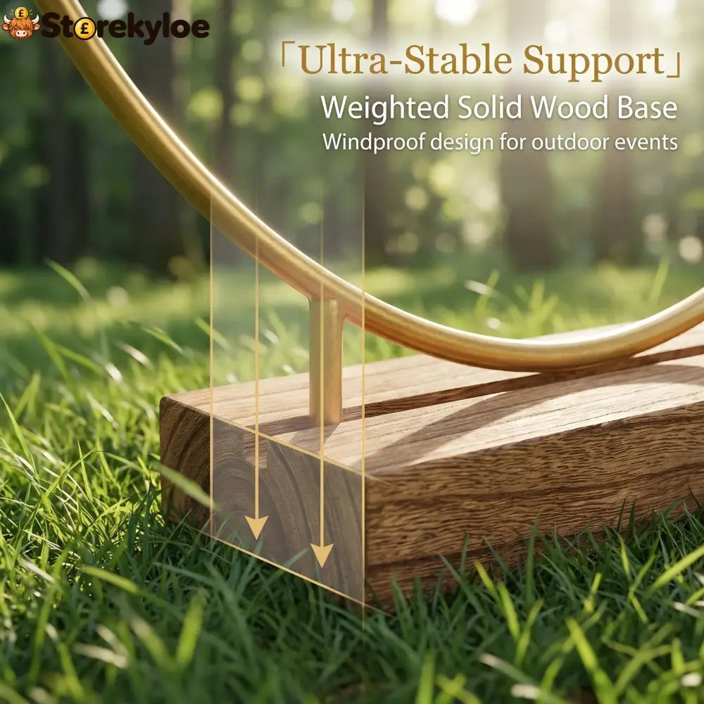 🌸 50% OFF! ✨ Gold-Tone Decorative Hoop with Wooden Stand – Customizable Table Centerpiece with LED String Reusable