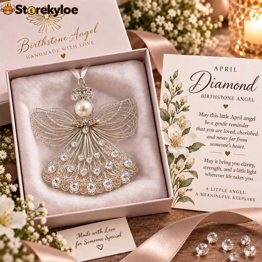 ⏳ 49% Off – 👼handmade Birthstone Angel Wire Ornament |12 Meaningful Birthstone Colors With Keepsake Card ✨ - April