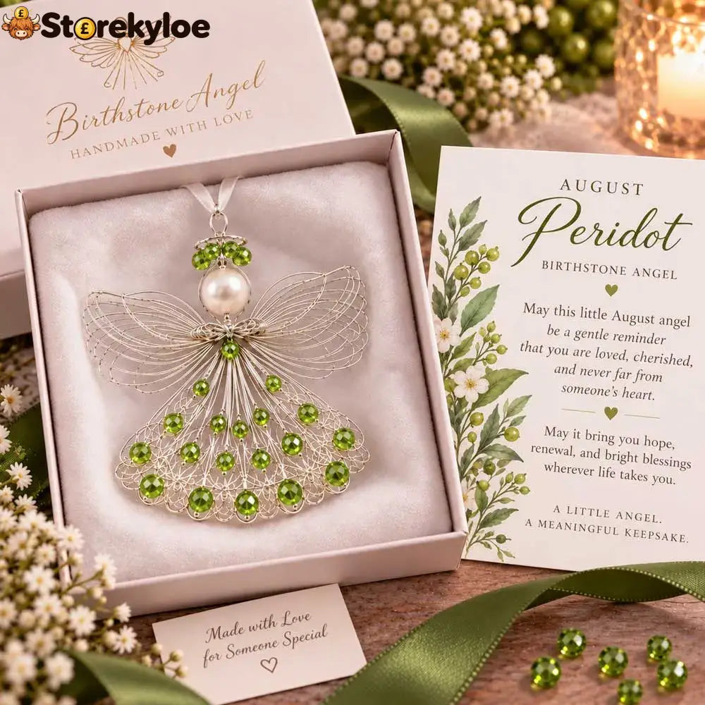 ⏳ 49% Off – 👼handmade Birthstone Angel Wire Ornament |12 Meaningful Birthstone Colors With Keepsake Card ✨ - August