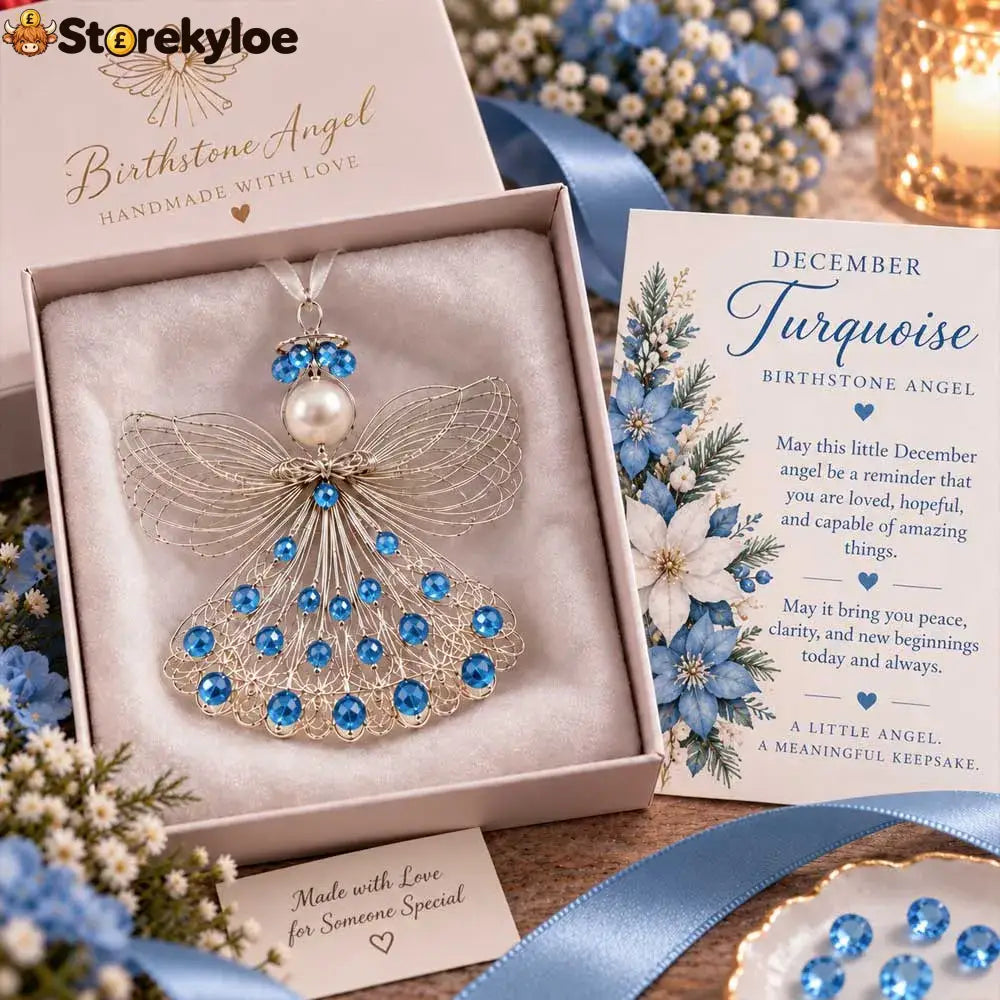 ⏳ 49% Off – 👼handmade Birthstone Angel Wire Ornament |12 Meaningful Birthstone Colors With Keepsake Card ✨ - December