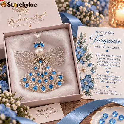 ⏳ 49% Off – 👼handmade Birthstone Angel Wire Ornament |12 Meaningful Birthstone Colors With Keepsake Card ✨ - December