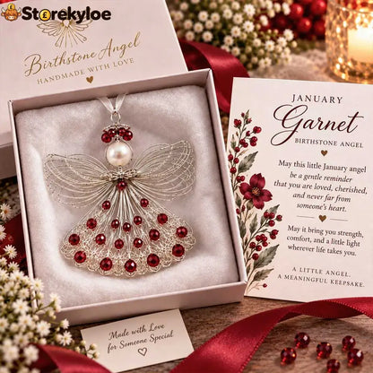 ⏳ 49% Off – 👼handmade Birthstone Angel Wire Ornament |12 Meaningful Birthstone Colors With Keepsake Card ✨ - January