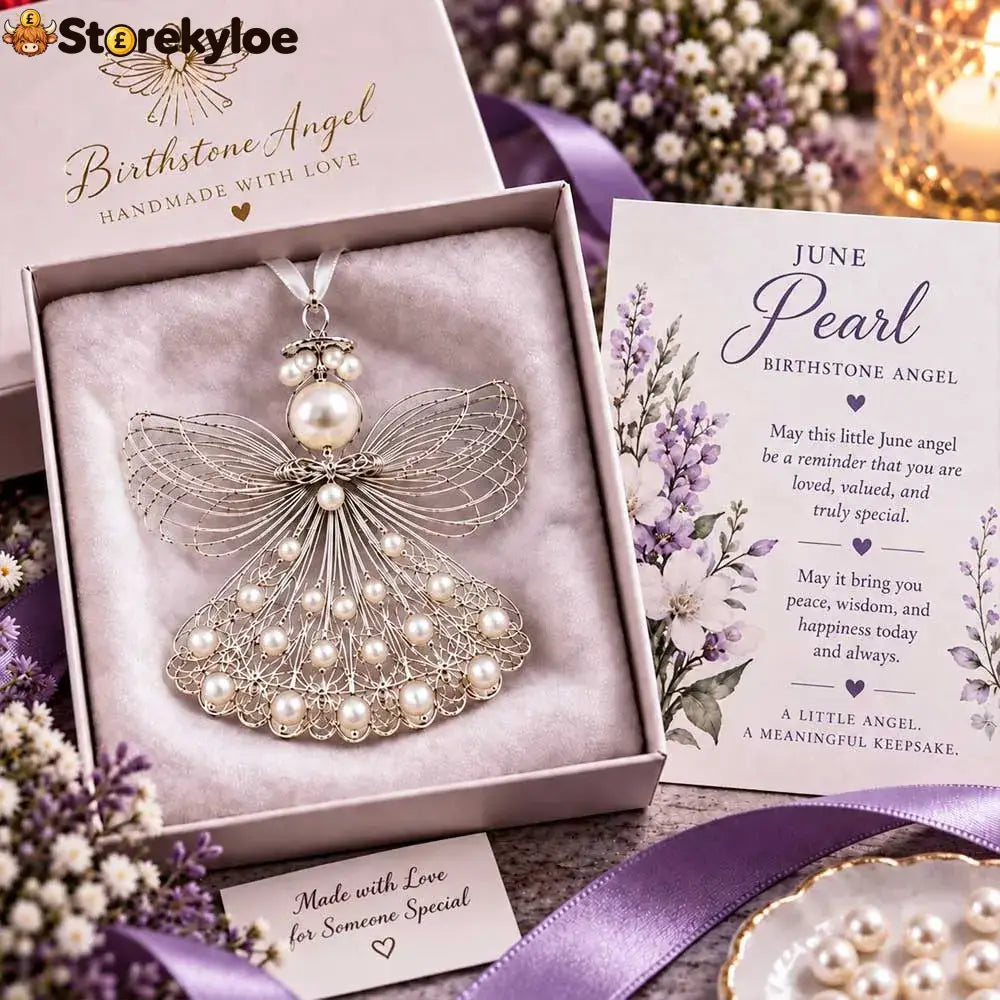 ⏳ 49% Off – 👼handmade Birthstone Angel Wire Ornament |12 Meaningful Birthstone Colors With Keepsake Card ✨ - June