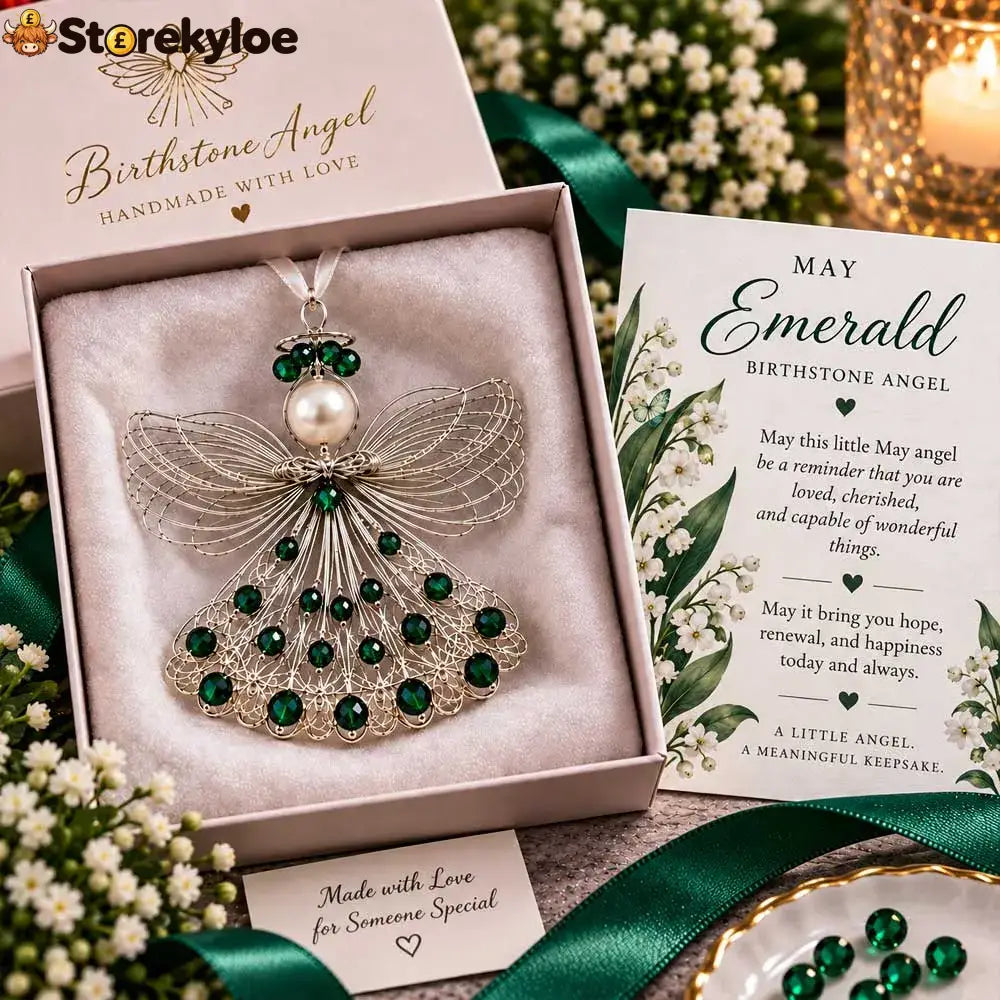 ⏳ 49% Off – 👼handmade Birthstone Angel Wire Ornament |12 Meaningful Birthstone Colors With Keepsake Card ✨ - May
