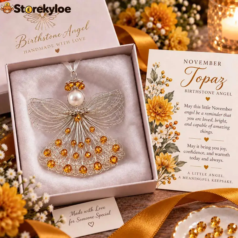 ⏳ 49% Off – 👼handmade Birthstone Angel Wire Ornament |12 Meaningful Birthstone Colors With Keepsake Card ✨ - November