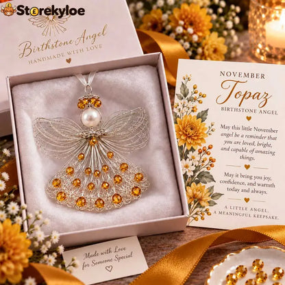 ⏳ 49% Off – 👼handmade Birthstone Angel Wire Ornament |12 Meaningful Birthstone Colors With Keepsake Card ✨ - November