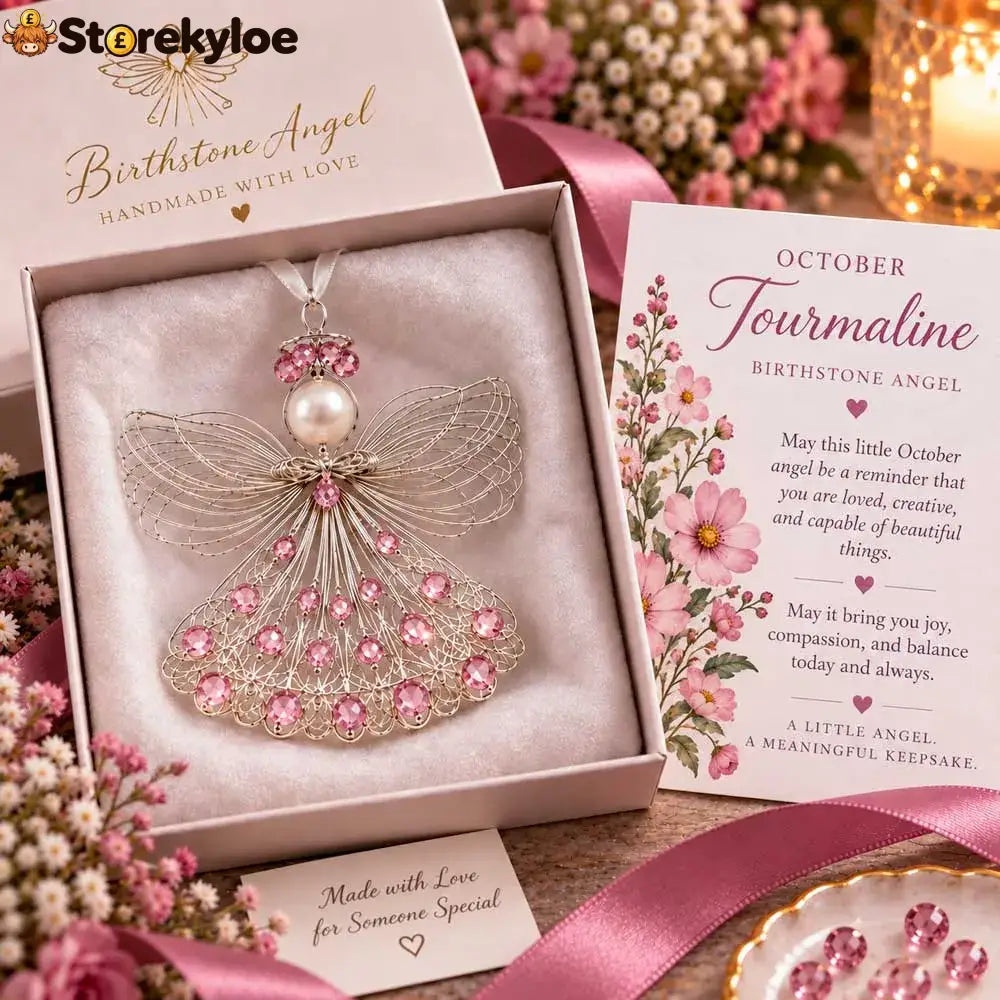 ⏳ 49% Off – 👼handmade Birthstone Angel Wire Ornament |12 Meaningful Birthstone Colors With Keepsake Card ✨ - October
