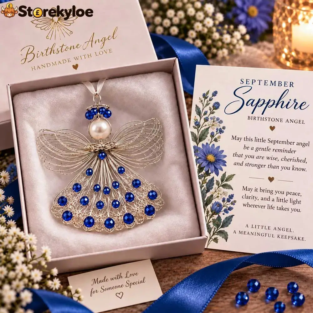 ⏳ 49% Off – 👼handmade Birthstone Angel Wire Ornament |12 Meaningful Birthstone Colors With Keepsake Card ✨ - September