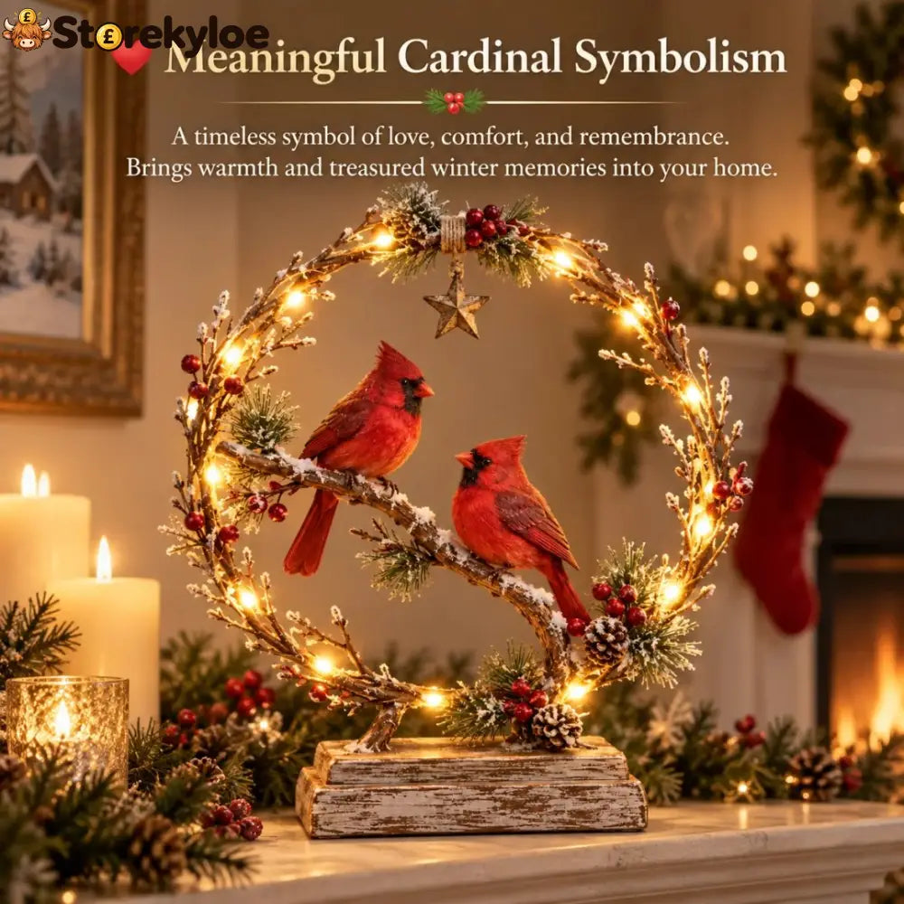 🔥49% OFF🐦Lighted Cardinal Tabletop Decor Rustic Red Cardinal Pair with Warm LED Lights - All Collections