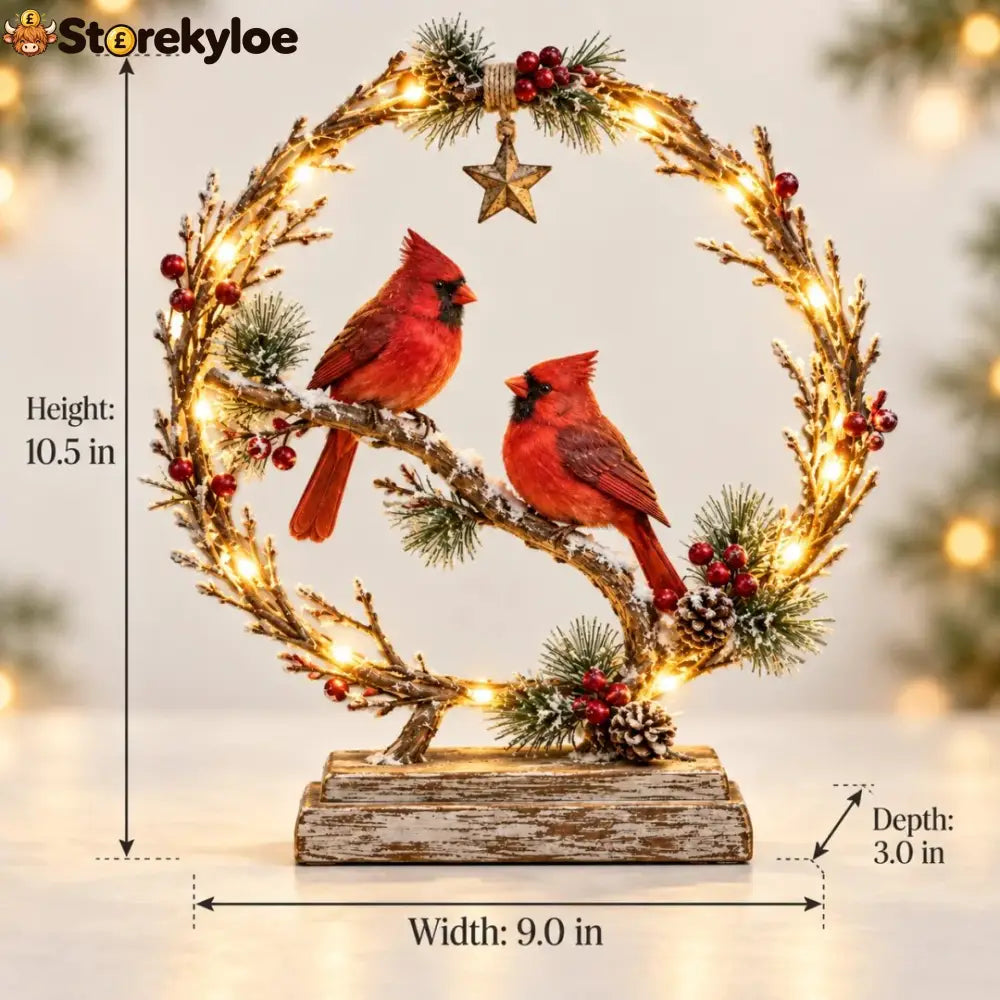 🔥49% OFF🐦Lighted Cardinal Tabletop Decor Rustic Red Cardinal Pair with Warm LED Lights - All Collections