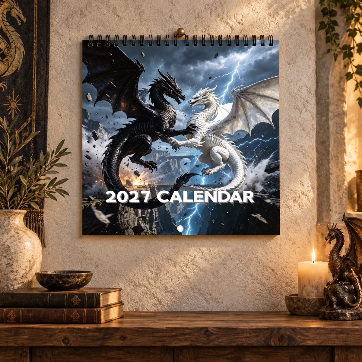 Dragons of a Higher World 2027 Wall Calendar – 12-Month Epic Fantasy Dragon Calendar, Mystical Legendary Art Hanging Planner for Dragon Lovers