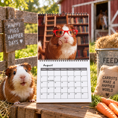 Guinea Pigs 2027 Wall Calendar – 12-Month Cute Guinea Pig Calendar, Sunny Meadow & Flower Field Hanging Planner for Small Pet Lovers