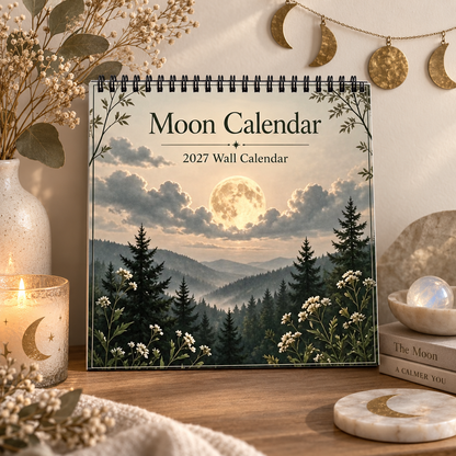 Moon Calendar 2027 Wall Calendar – 12-Month Mystical Moon Phase Calendar, Celestial Lunar Planner for Moon Lovers & Nature Enthusiasts