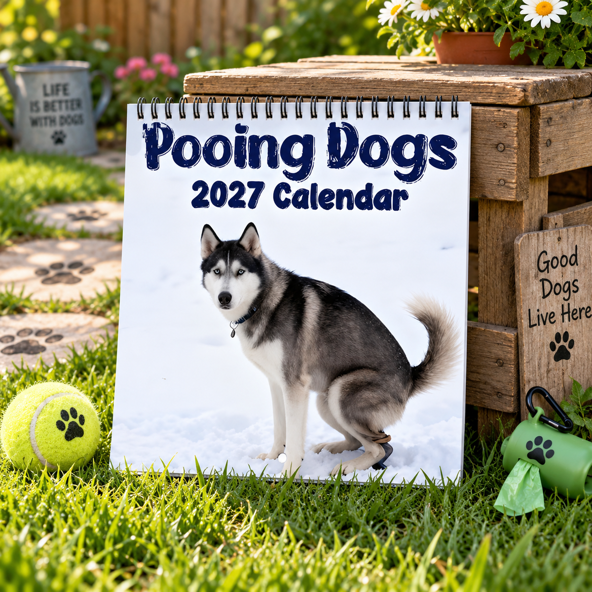 Pooing Dogs 2027 Wall Calendar – 12-Month Funny Dog Calendar, Hilarious Pooping Dog Scenes Hanging Planner for Dog Lovers & Gag Gift