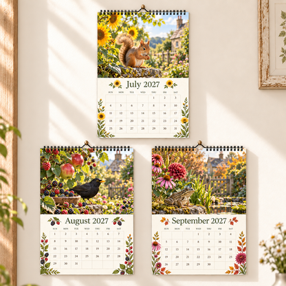 The Secret Life of the Garden 2027 Wall Calendar – 12‑Month British Wildlife Countryside Art Calendar