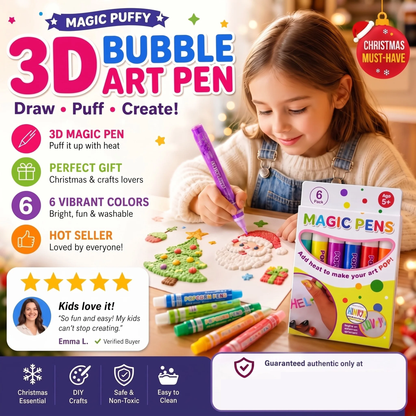 🌟Magic Puffy Pens – Draw 3D with one stroke!🎄DIY Bubble Popcorn Drawing Pens