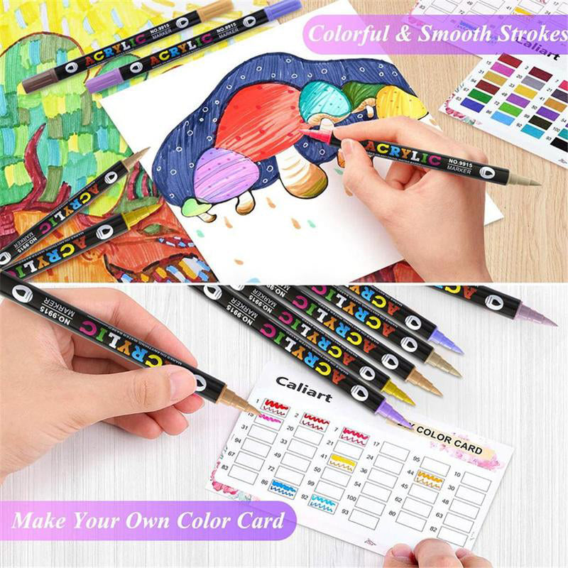 🎨Last Day Only￡8.99! 🔥 Dual Tip Acrylic Paint Pen Marker - 24/48/72 Colors