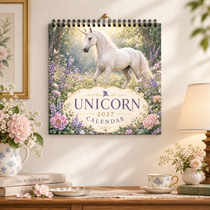 Mystical Unicorn 2027 Wall Calendar – 12-Month Fantasy Unicorn Calendar, Enchanted Flower Forest Hanging Planner for Fantasy, Unicorn & Home Decor Lovers