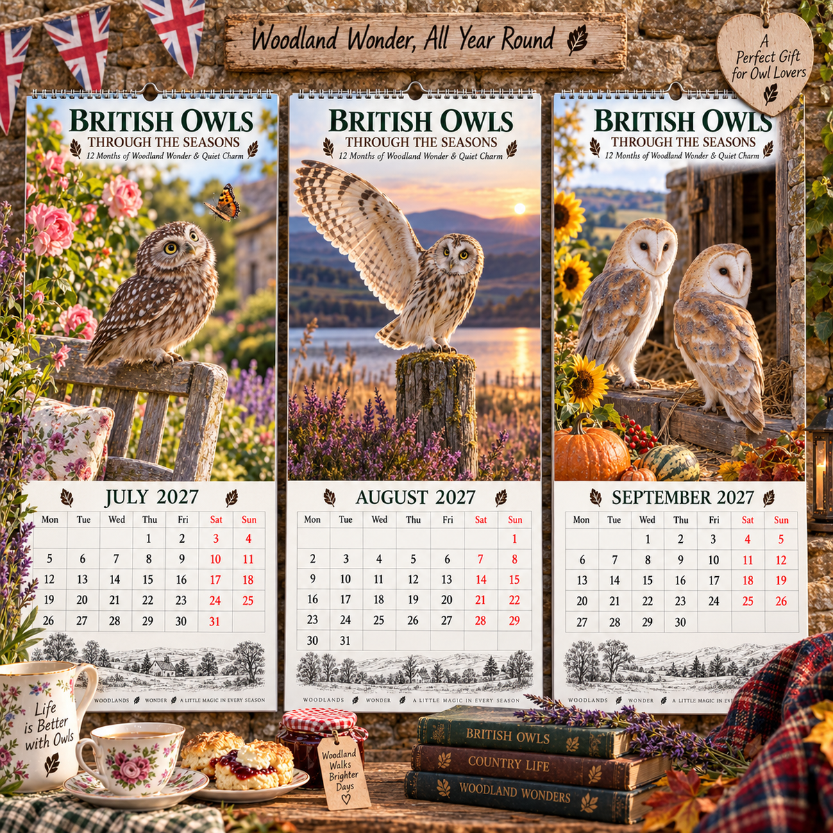 ✨🍂2027 British Owls Through The Seasons Calendar🦉