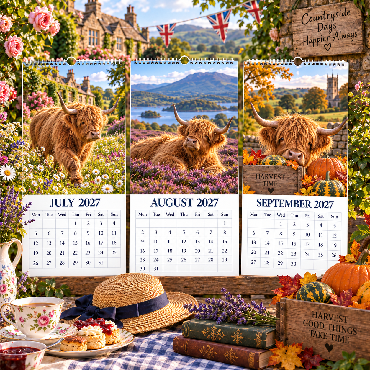 ✨🌿2027 Highland Cows Through The Seasons Calendar🐄