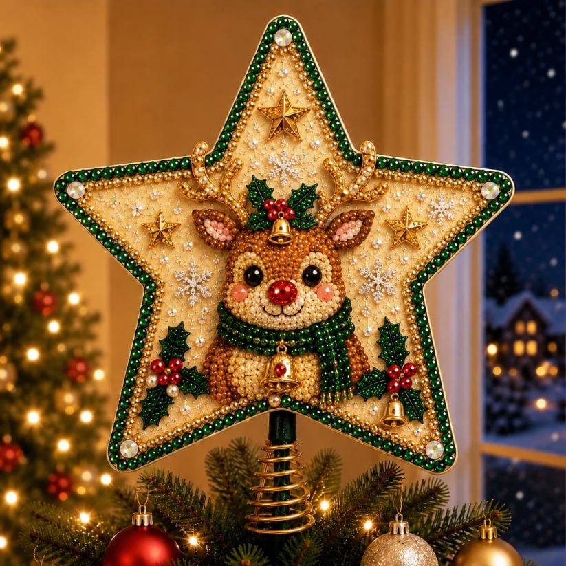 🎉 Pearl Diamond Art Christmas Tree Topper DIY Kit