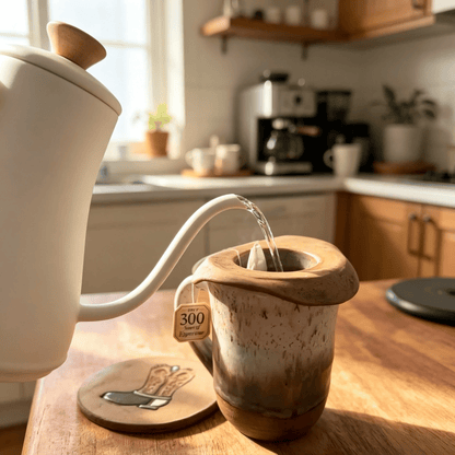 🤠 Cowboy Hat Ceramic Tea Mug Set | Western Handmade Cup with Hat Tea Strainer & Cowboy Boot Coaster, Rustic Farmhouse Gift