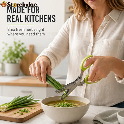 🌿 5-Blade Herb Scissors – Fast Kitchen Chopper For Fresh Herbs & Seasonings