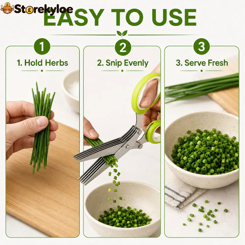 🌿 5-Blade Herb Scissors – Fast Kitchen Chopper For Fresh Herbs & Seasonings