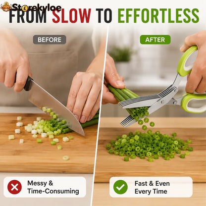 🌿 5-Blade Herb Scissors – Fast Kitchen Chopper For Fresh Herbs & Seasonings