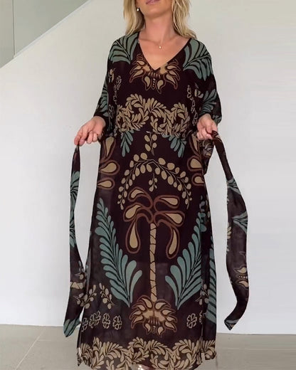 Bohemian V-Neck Loose Dress