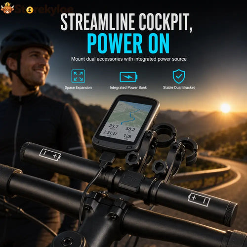 📢📢50% OFF!! ⏰ Bike Handlebar Extender – USB Power Waterproof & Dual Mount – More Space Cleaner Cockpit 🛡️ - Black Buy1