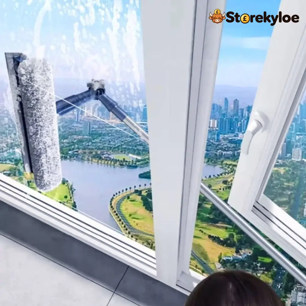 🔥50% OFF🏆Clean High Windows Instantly!👍No-Stretch Dual-Side Window Cleaner - Blue