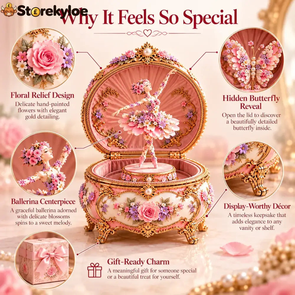 🌸 50% OFF Floral Ballerina Music Box – A Romantic Keepsake With a Magical Butterfly Reveal 🦋