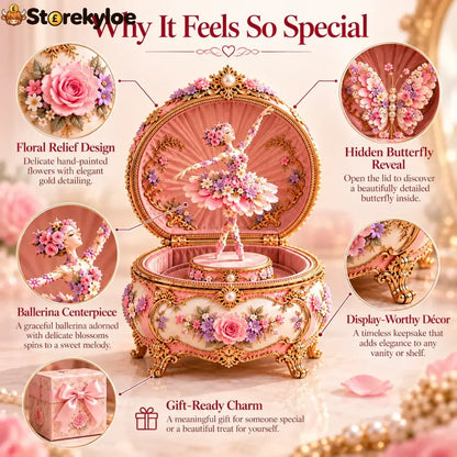 🌸 50% OFF Floral Ballerina Music Box – A Romantic Keepsake With a Magical Butterfly Reveal 🦋