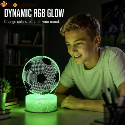 ⚽ 50% OFF! Glow Soccer Night Light | 3D Holographic Illusion | Dynamic RGB Color Changing | Eye-Friendly LED | Touch & Remote Control 🌈✨