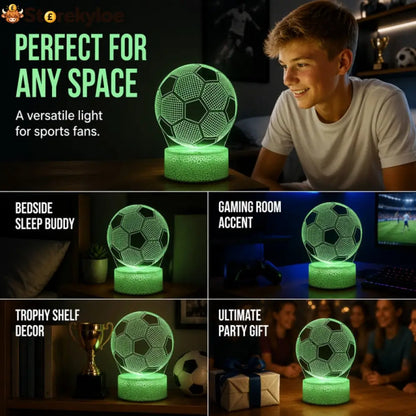 ⚽ 50% OFF! Glow Soccer Night Light | 3D Holographic Illusion | Dynamic RGB Color Changing | Eye-Friendly LED | Touch & Remote Control 🌈✨